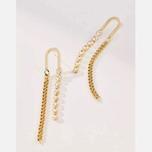 NWT Anthropologie U-Shaped Crystal Drop Earrings Gold